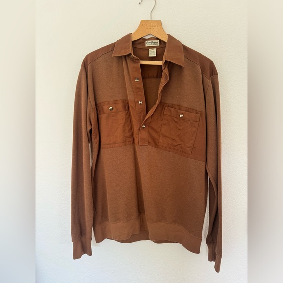 Vintage 1970s long sleeve shirt brown - Picture 1 of 3
